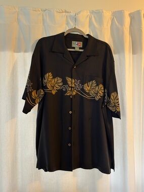 Black Hawaiian Print Camp Shirt - Unbranded